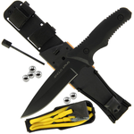 Anglo Arms Fixed Blade Knife and Survival Kit 953 - All Black Stainless Steel (440) Knife with Survival Accessories