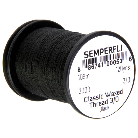 the Fly-tying den, thread, fly tying, flies, 3/0, black, waxed, waxed thread, semperfli