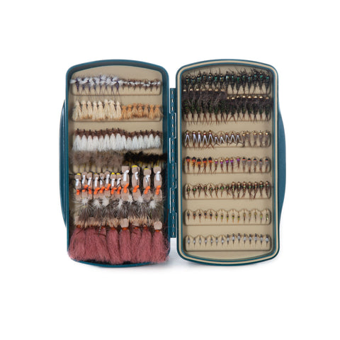 100% recycled plastic fly box, Holds up to 210 flies, Original patented silicone anchoring technology, With stands extreme temperature range, Latchless waterproof closure, Durable and tested for long-lasting strength, Patented design, Tacky, Fishpond, The Fly-Tying Den,